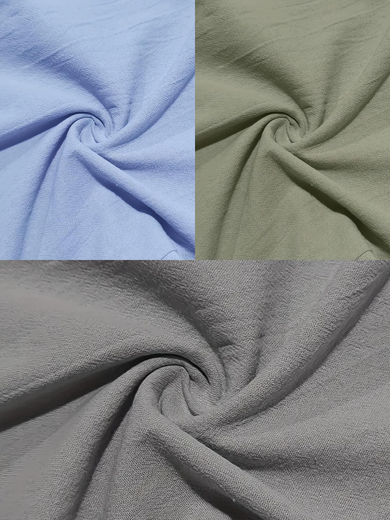 3 pieces of men's summer plain-color simple linen casual straight-leg trousers, Casual Solid Drawstring, beach-friendly lightweight breathable linen trousers, suitable for daily commuting and outdoor activities, vacations, beaches, Casual Fashion Pockets