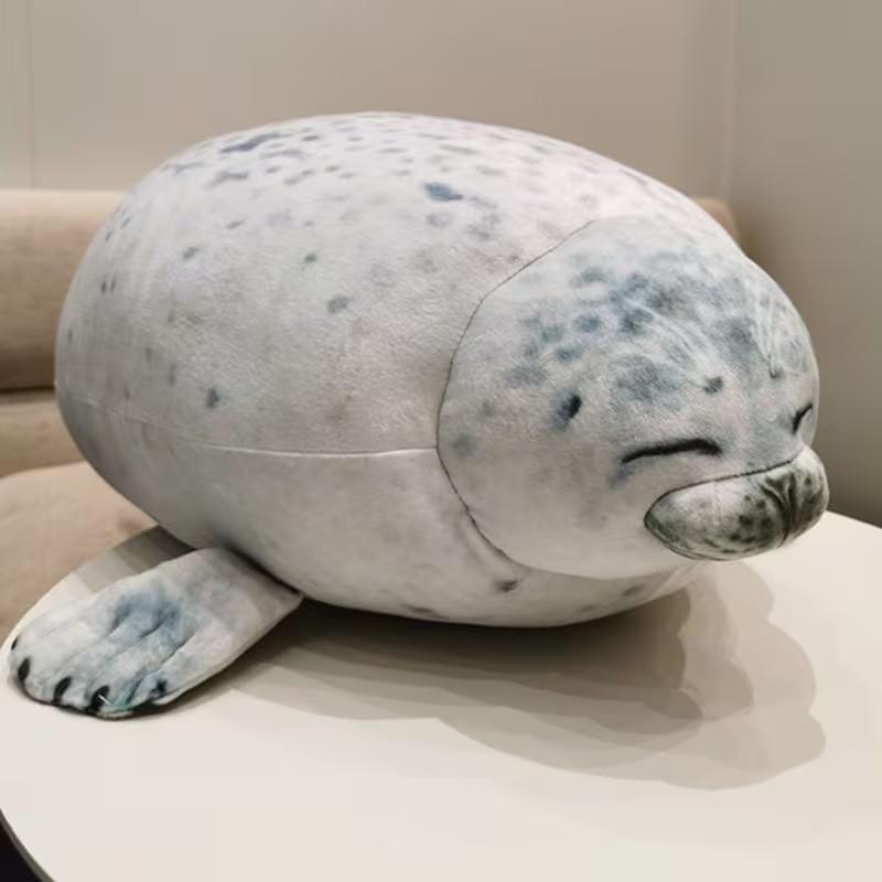 Cute Seal Plush Toy, Soft Plush Seal Ocean Theme Party Gift, Lazy Pose Stuffed Animal with Smooth Fins, Ideal for Baby Room Hugging/soothing Sensory Play