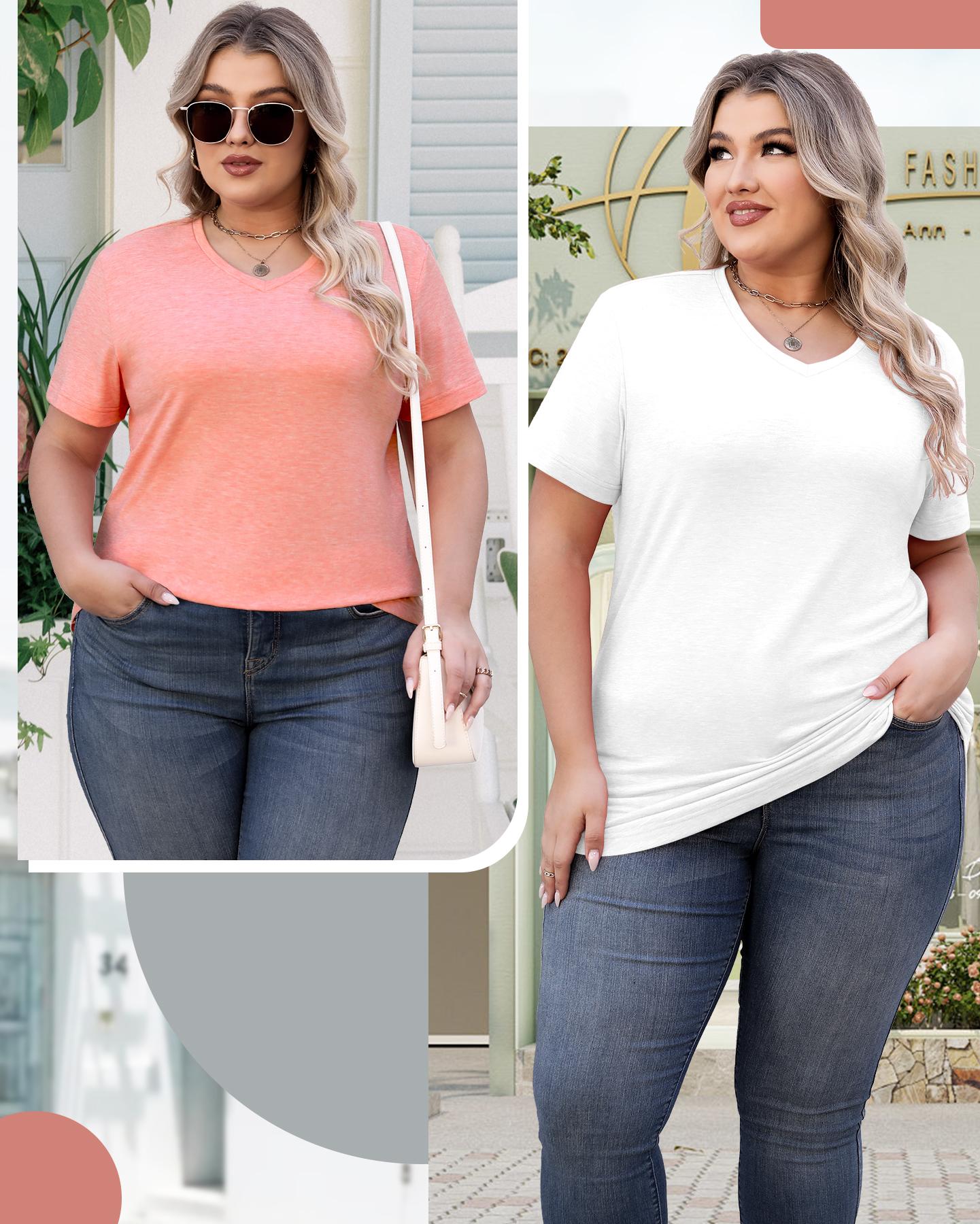 VILIGO Women's Casual V-Neck Plain Tees – Set of 4, Assorted Colors, Curved Hem for All-Day Comfort