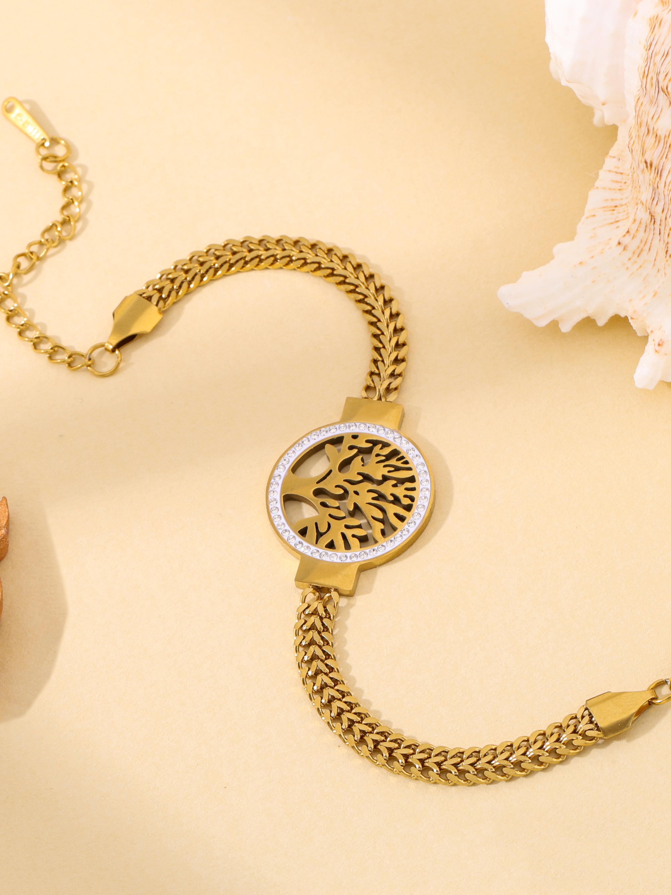 Elegant Zirconia Tree Bracelet, Life Tree Design, Versatile Jewelry Accessory for Everyday Wear, Enhance Your Layered Style