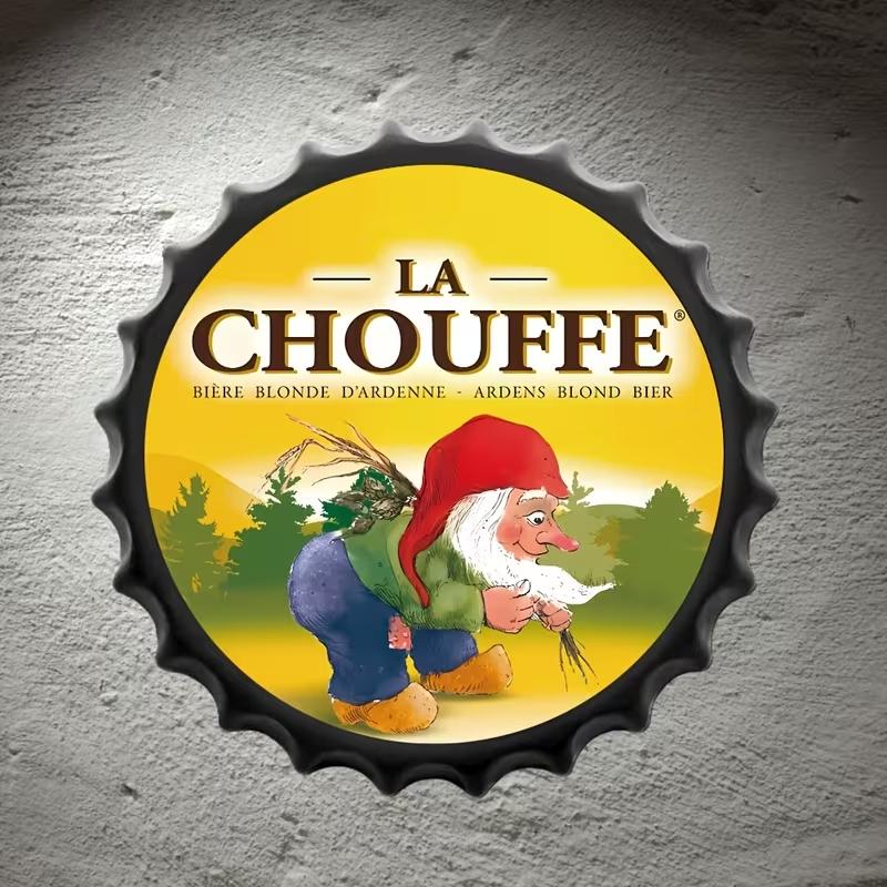 Vintage Beer Bottle Cap Metal Wall Art - 13.8" Round Tin Sign with Black Frame, Perfect for Bar, Pub, or Cafe Decor, Perfect for Room Decor