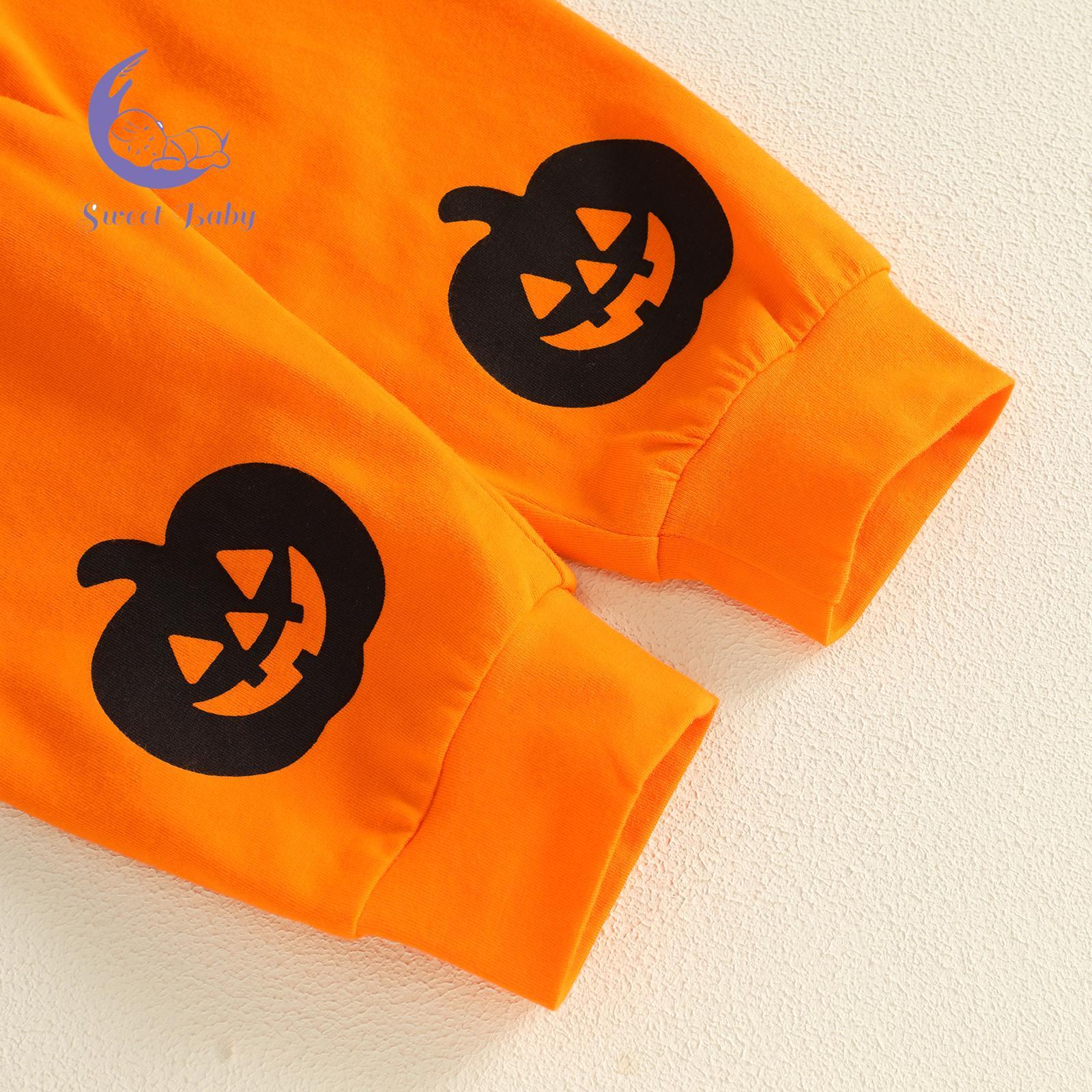 Baby Boy Halloween 3-Piece Gift Set - Polyester Embroidered Long-Sleeve Romper, Pants, Pumpkin Bat Accent Hat