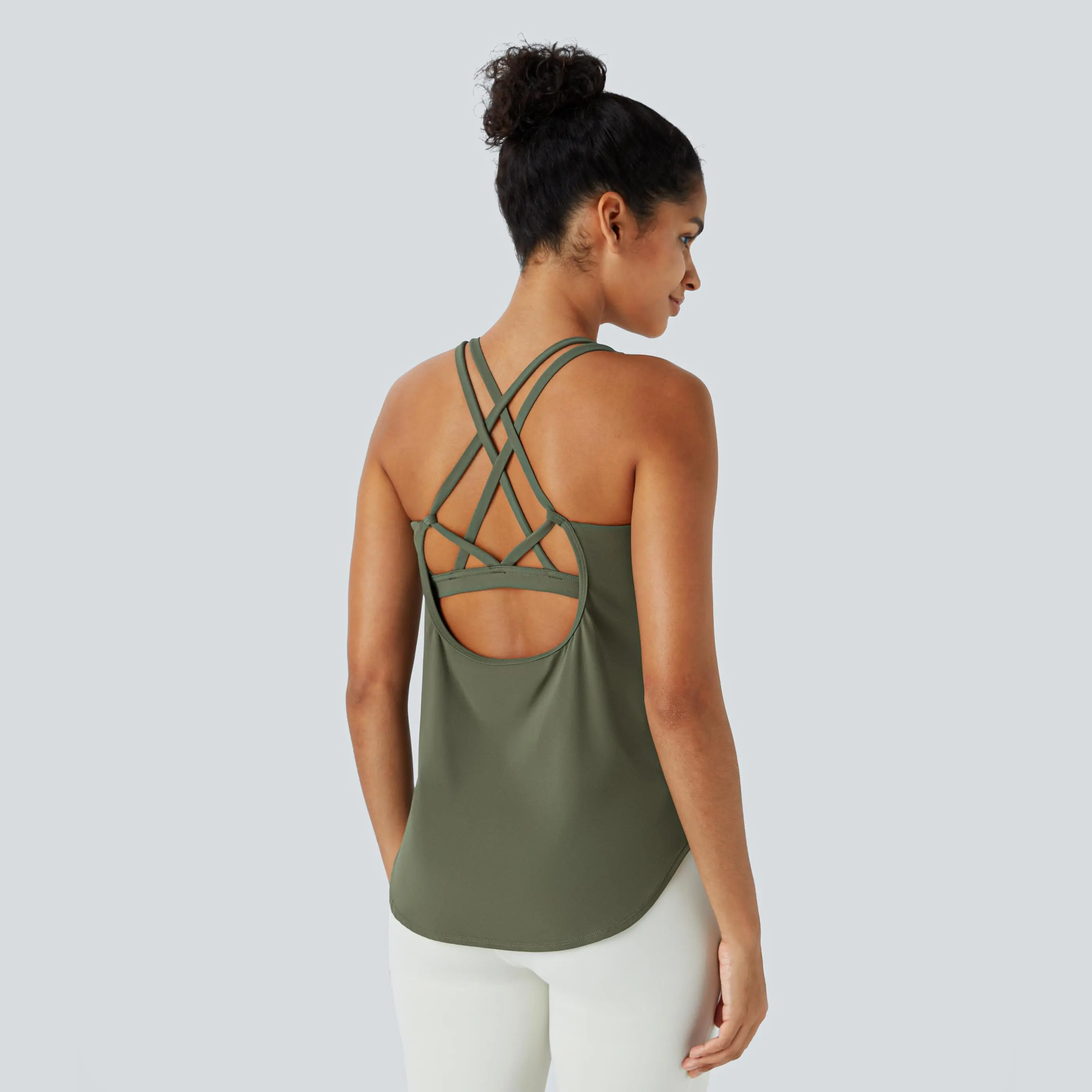 Halara UltraSculpt Round Neck Curved Hem Workout Tank Top