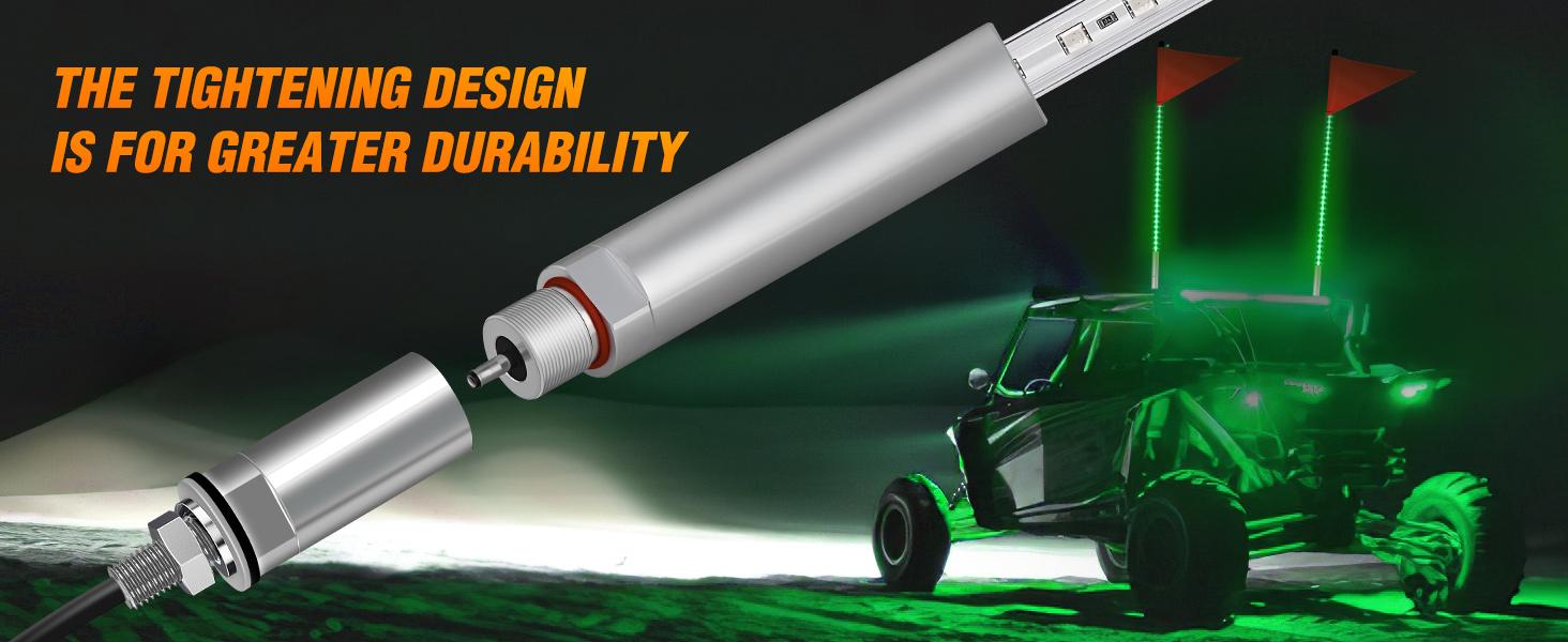 Nilight 1PCS 3FT LED Whip Light with Aluminum Base Green Color Safety Warning Pole Lighted Antenna Whips for RZR Polaris Dune Buggy Off-Road Truck UTV ATV Lighting Outdoor  dealsforyoudays