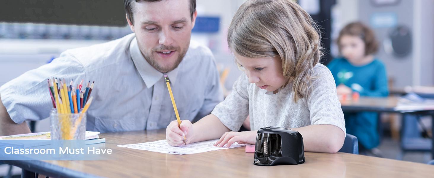 Electric Pencil Sharpener, Automatic Pencil Sharpener Plug in for No.2/Colored Pencils(6-8mm), USB/Battery Operated Pencil Sharpener for School/Classroom/Office/Home (Blue)