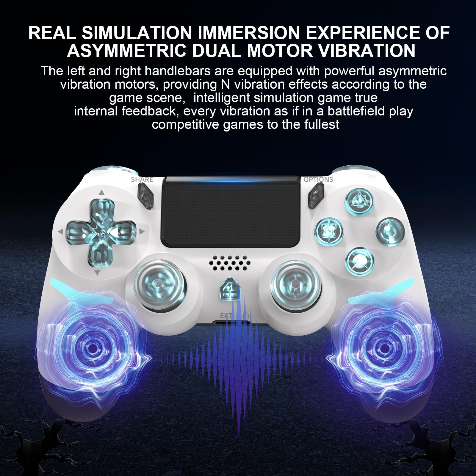 Wireless RGB Gaming Controller with Tri-Color Lighting Compatible with PS4, PS3, and PC RGB Lighting, LED Bluetooth Gaming Controller Six-Axis Gyroscope, Dual Vibration Feedback