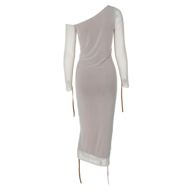 Women's Striped Ruched Asymmetrical Neck Bodycon Stretch Dress, Elegant Long Sleeve Dress for Parties, Clubs and Dates, Women's Clothing for Spring & Fall, Womenswear