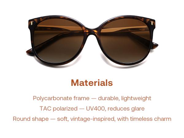 SOJOS Round Polarized Sunglasses for Women Men Oversized Trendy UV Protection Shades