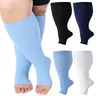 Unisex Plus Size (3XL) Open Toe Knee-High Sports Compression Elastic Socks for Adults - 15-20mmHg Wide Calf, Durable Plain Breathable Graduated Stockings for Enhanced Blood Circulation, All Seasons (Suitable for Women)