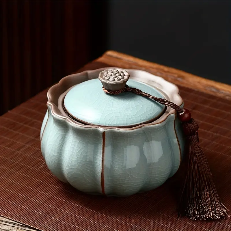 1PC Lotus Shaped Porcelain Storage Jar for Kitchen Bathroom Home Decor Multiuse Storage Container Ceramic Canister Organizer