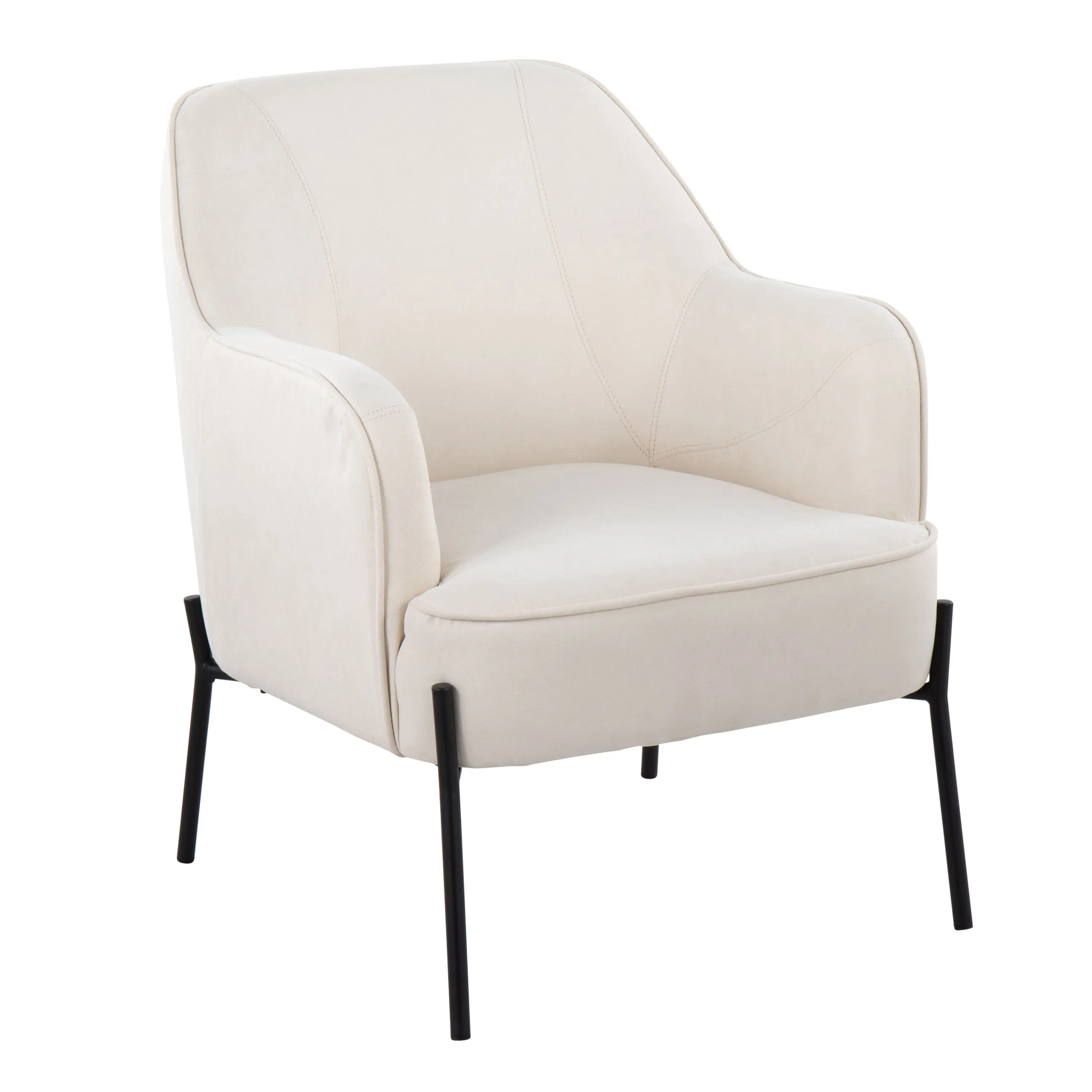 Nokaa Daniella Contemporary Accent Chair - Cream Fabric Upholstery with Black Metal Legs, Modern Armchair for Living Room, Bedroom, Office, Lounge, Reading Nook, Single Seat Indoor Chair