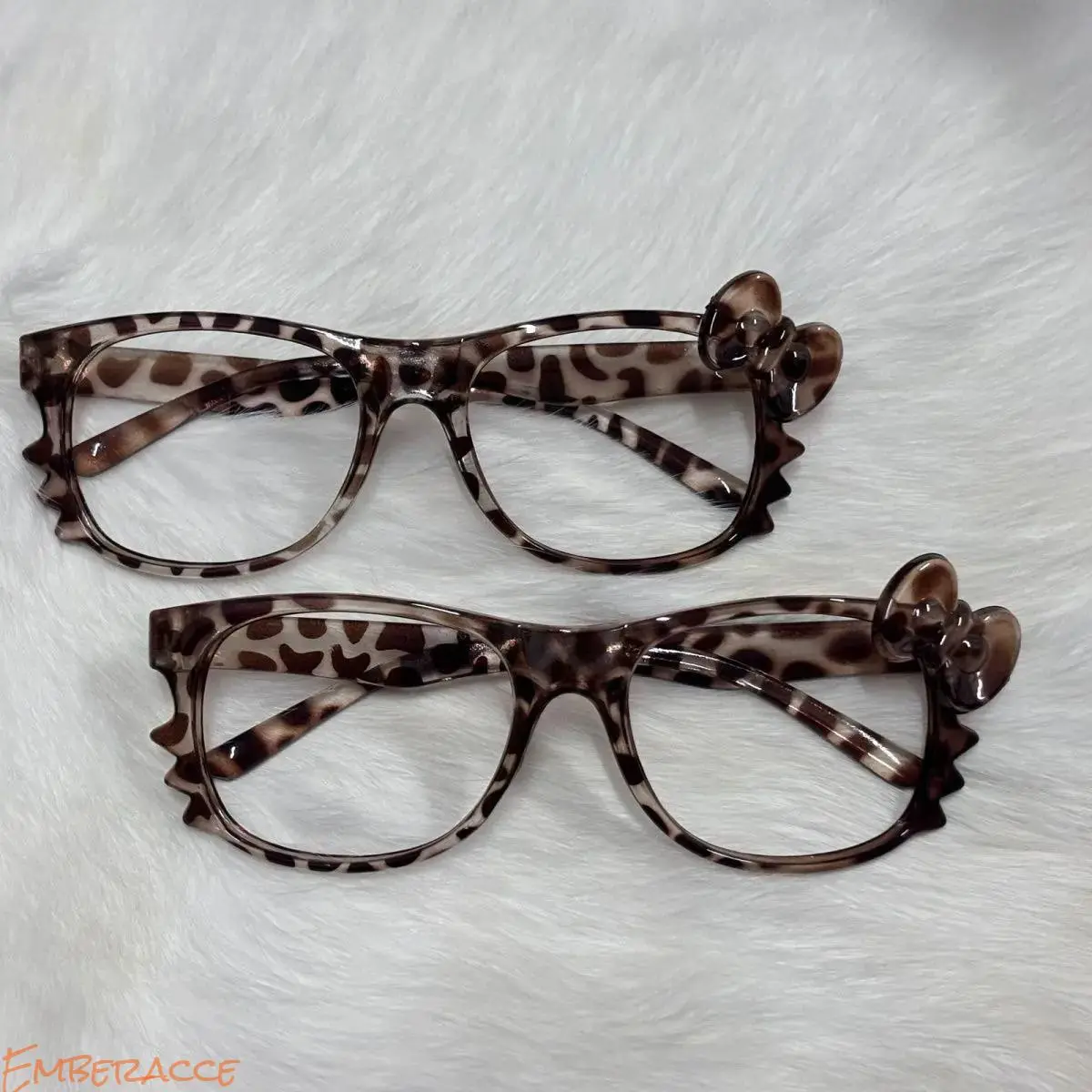 2 Pack Kawaii Y2K Kitty Leopard Print Glasses for Women & Girls, Cute Cartoon Nerd Frame Fashion Eyewear, Trendy Decorative Clear Lens Frames, Lightweight Daily Wear Accessories for Street Style, Back to School Outfits & Y2K Aesthetic Looks