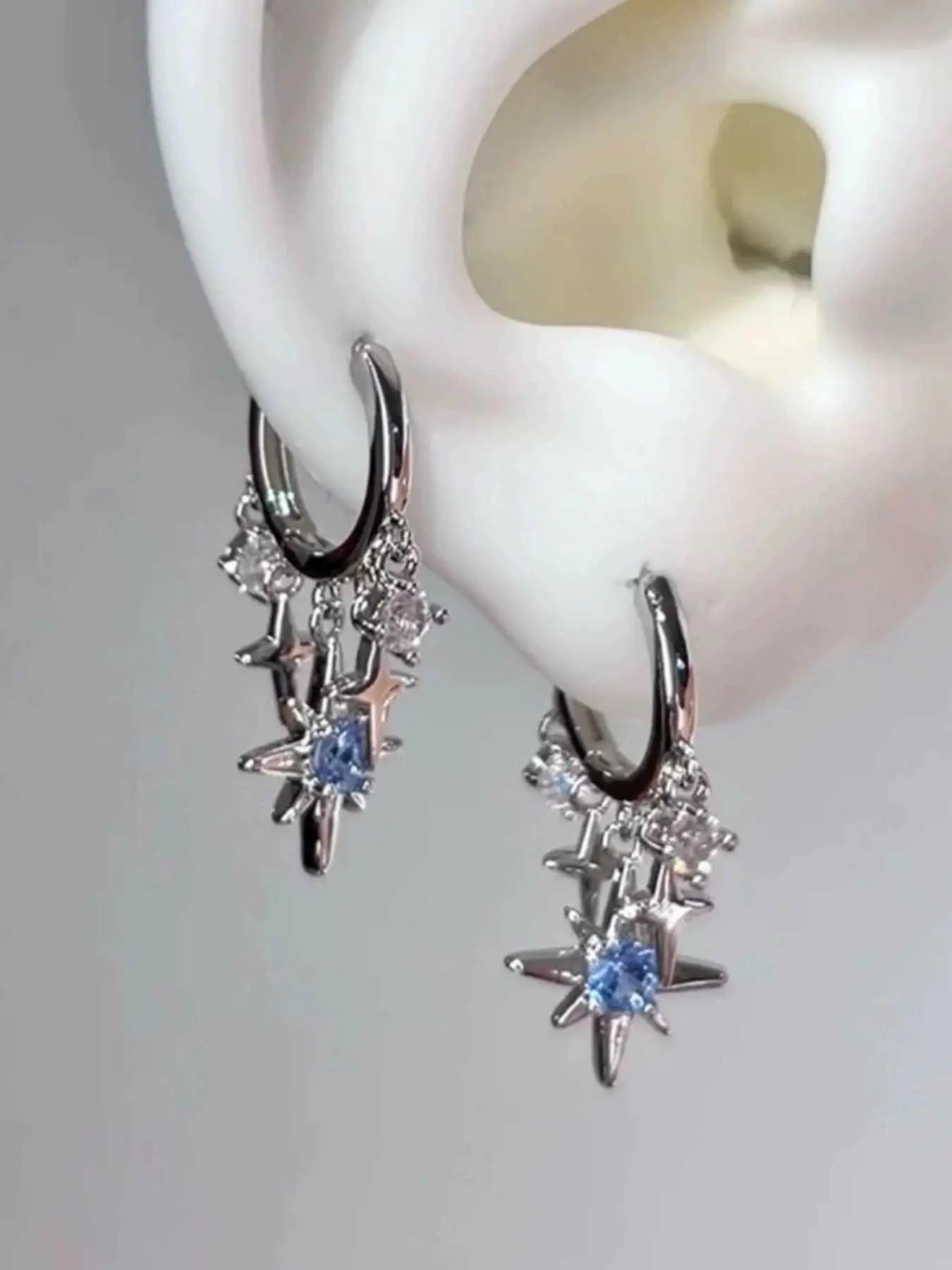 Y2K Style Star Fringe Rhinestone Earrings, Unique Fashion Jewelry, Versatile Accessory for Daily Wear and Parties