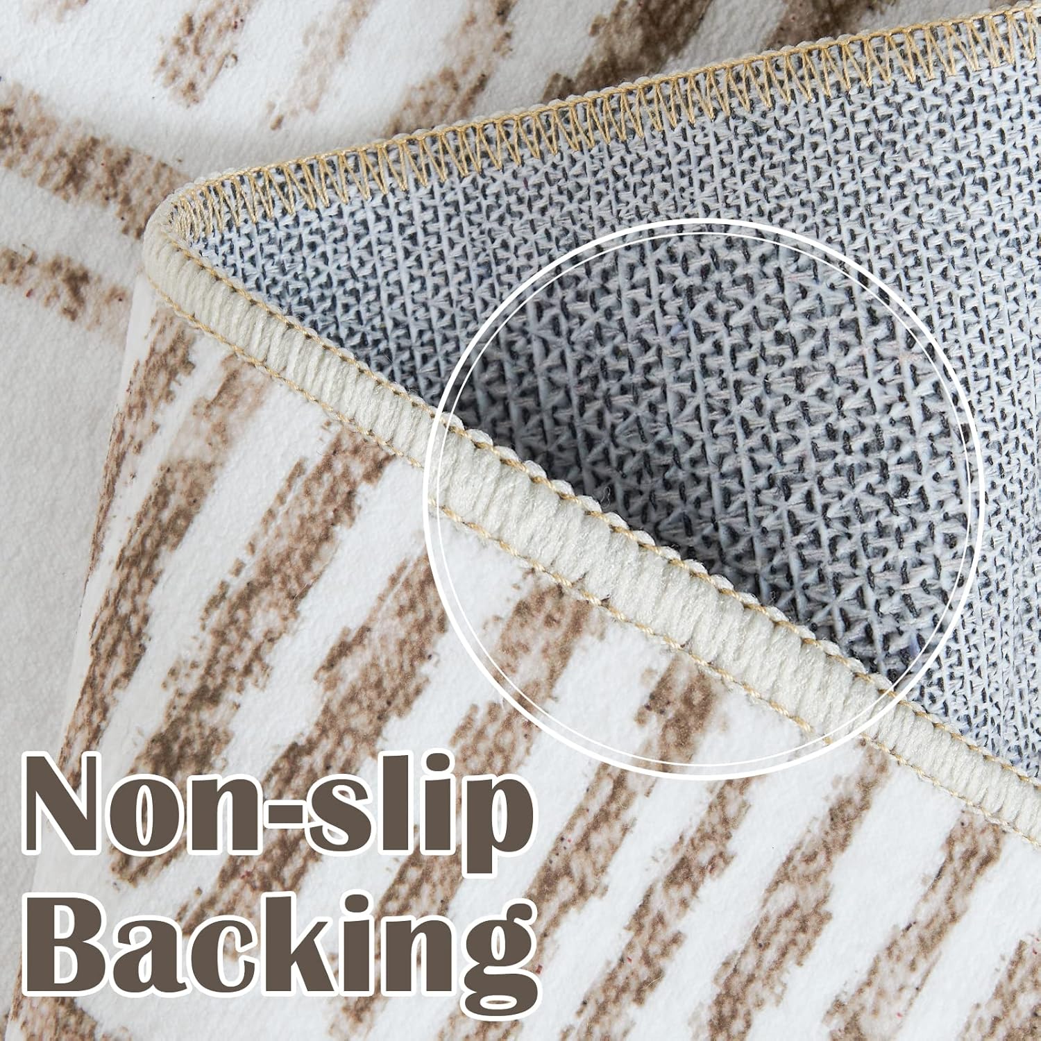Hallway Runner Rug 3x10 - Moroccan Kitchen Machine Washable Runner Rug Modern Geometric Soft Faux Wool Ultra-Thin Low-Pile Non-Slip Carpet for Laundry Room Bedroom Farmhouse (3x10ft, Taupe)