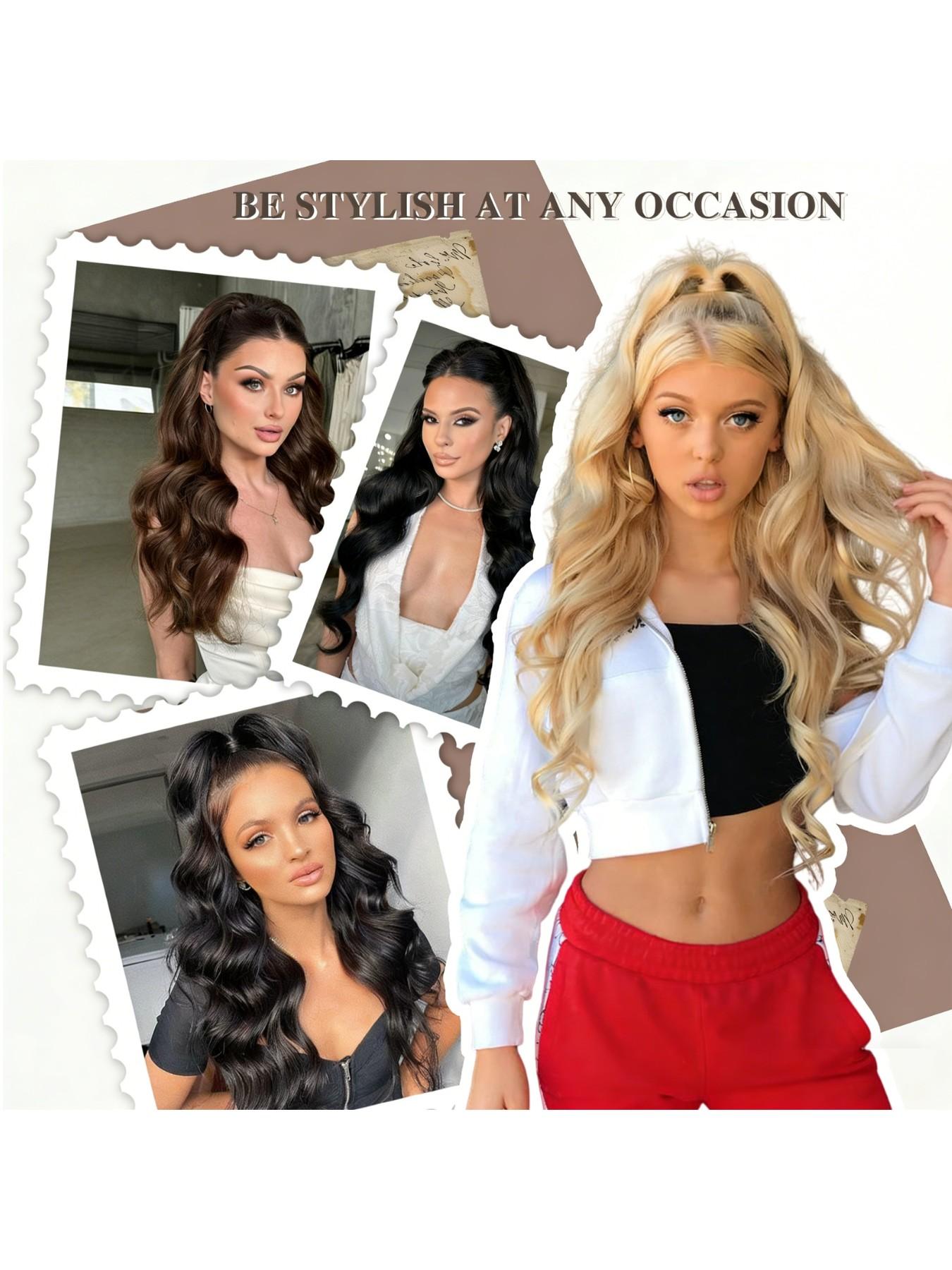 30-Inch Extra Long Wavy Hair Clip-In Tail, Synthetic Hair Extension for Women, Daily Wear, All Seasons, Perfect for Everyday Style