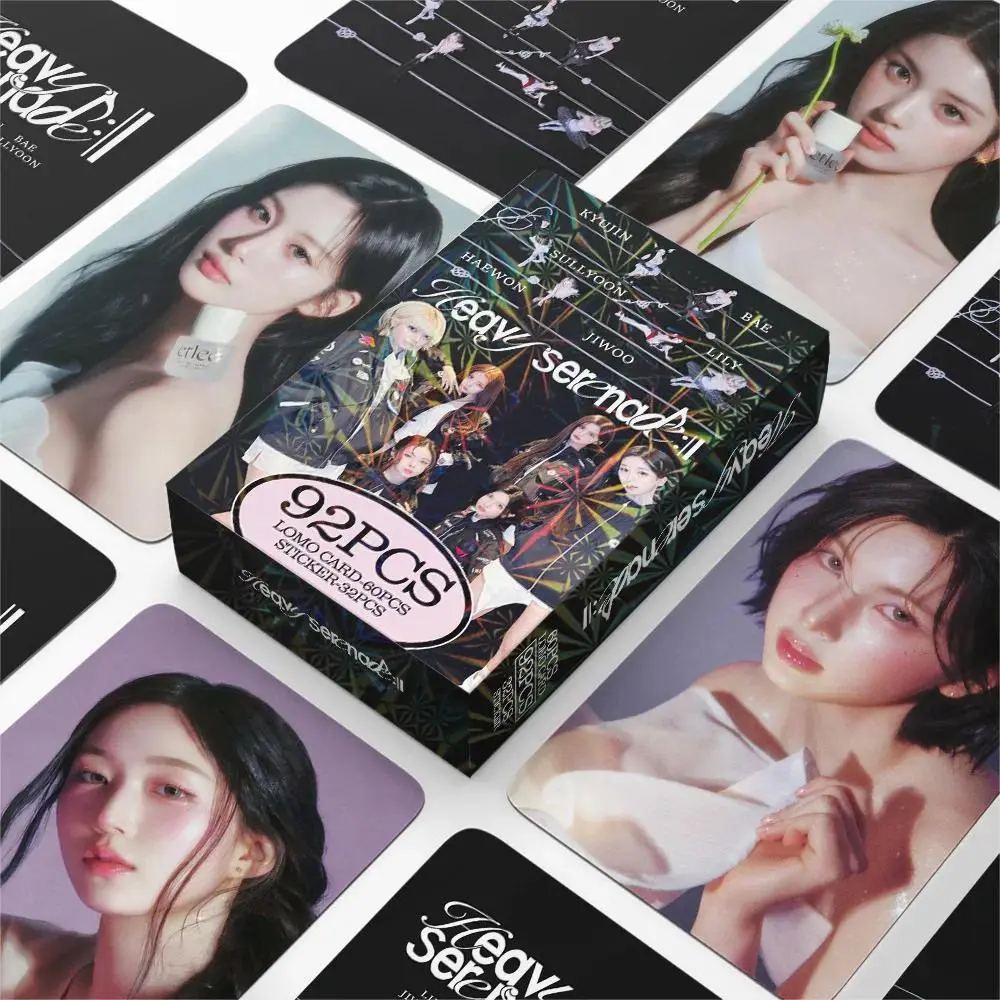 92Pcs/Set Idol NMIXX New Album Heavy Serenade Lomo Cards And Stickers Postcards LILY HAEWON SULLYOON BAE JIWOO KYUJIN Fans Gifts