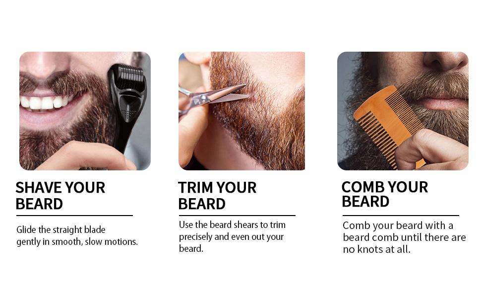 Beard Kit For BF Gift & Men Grooming & Care W/Beard Wash,3 Packs Beard Oil,Beard Balm Leave-in Conditioner Boyfriend Father’s  Gift