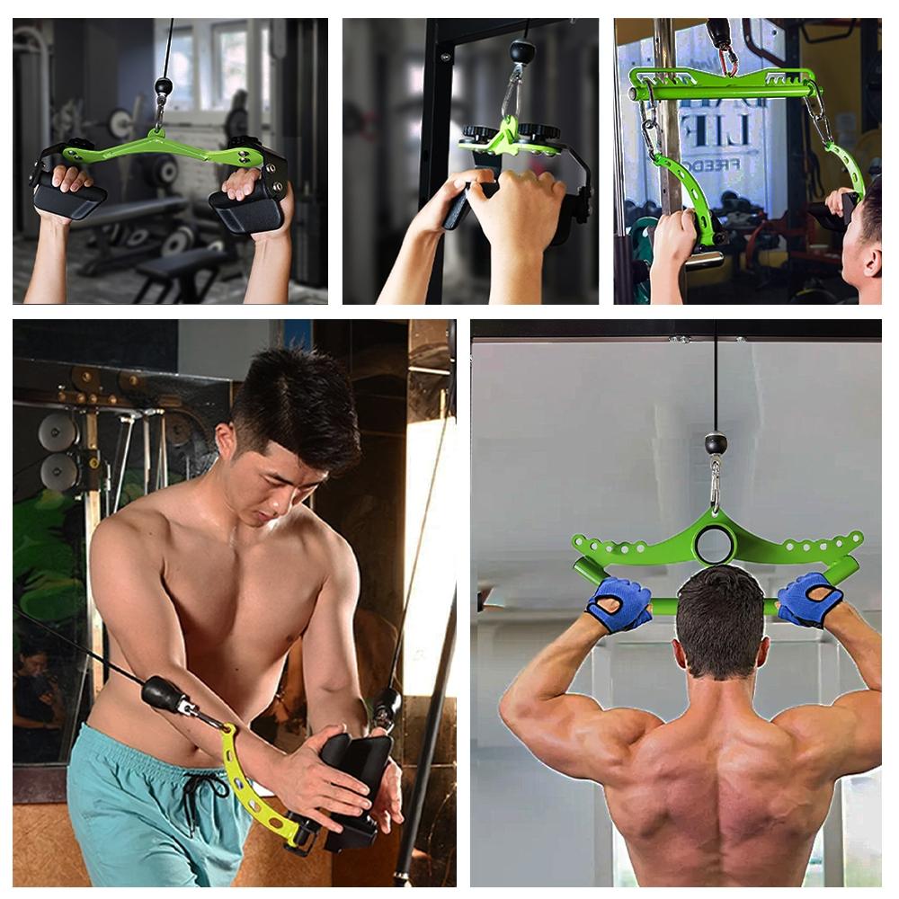 KORIKAHM Adjustable Lat Pull down Bar, Cable Machine Attachments for Gym, Home Gym Fitness T-bar Row Pulldown Attachments, Lat Pull Down Machine Wide Grip Neutral Grip Handle, Home Workout Equipment, Gym Accessories