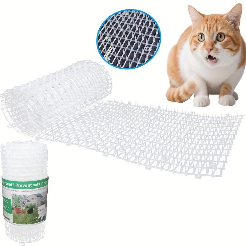 4m Anti-Cat Net & Deterrent Mat Roll, Outdoor Plastic Fence for Balcony, Roof, Garden & Flower Beds, Pet Barrier to Keep Cats Away