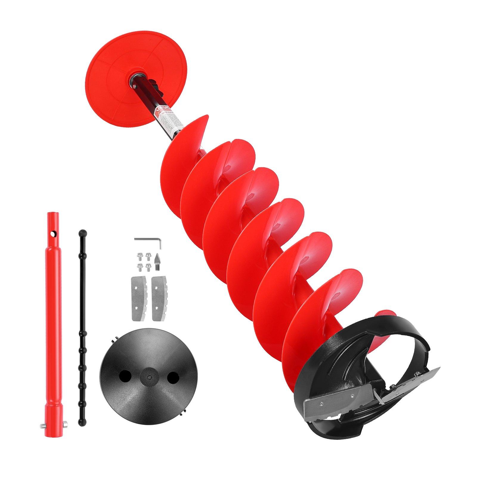 fathersdaygift  VEVOR Ice Auger Drill Bit, 8in Diameter 39in Length, Cordless Nylon Ice Fishing Augers With Extra 13.4in Extension Rod, Drill Adapter, Top Plate and Blade Guard