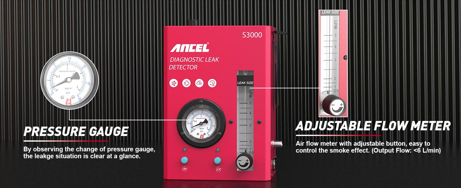 ANCEL S3000 Automotive Smoke Machine with Built-in Air Compressor Professional Leak Detector for EVAP Vacuum Fuel & More Car Vehicle Leak Testing