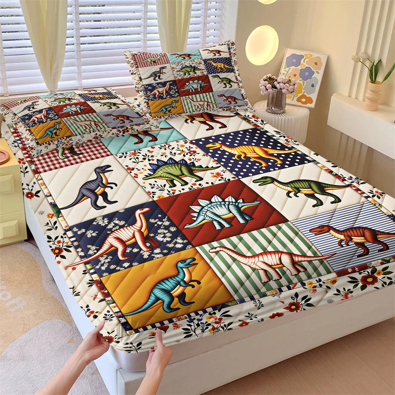 3PCS Vintage Patchwork Floral Plaid Fitted Bed Sheets Set, Soft Bedding Sets (1 Fitted Sheet + 2 Pillowcases),Soft Breathable Fabric,Deep Pocket Anti-Slip Design,HD Digital Printing,Retro Botanical All Season Bedding,Ins Style Bedroom Vibes