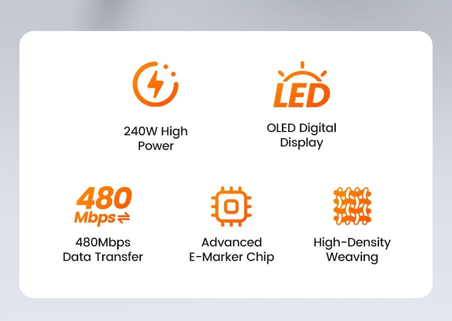Toocki 240W Super Fast Charging USB C To USB C Cable Smart OLED Digital Display Type C Cable PD 3.1 SFC 2.0 Fast Charge For iPhone 17 16 15 Pro MAX Macbook Airpods Samsung S24 Xiaomi Toocki 240W Super Fast Charging USB C To USB C Cable Smart OLED Digital Display Type C Cable PD 3.1 SFC 2.0 Fast Charge For iPhone 17 16 15 Pro MAX Macbook Airpods Samsung S24 Xiaomi