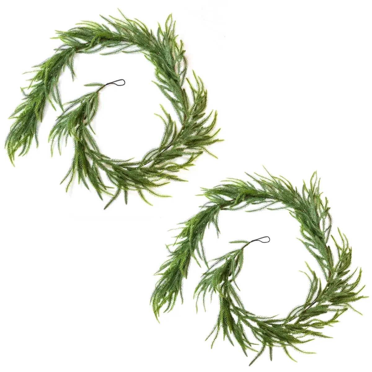 2/4pack 6ft/9ft Artificial Norfolk Pine Wreath, Real Touch Wreath for Desktop, Fireplace Mantel, Indoor Outdoor, Holiday Christmas Decorations