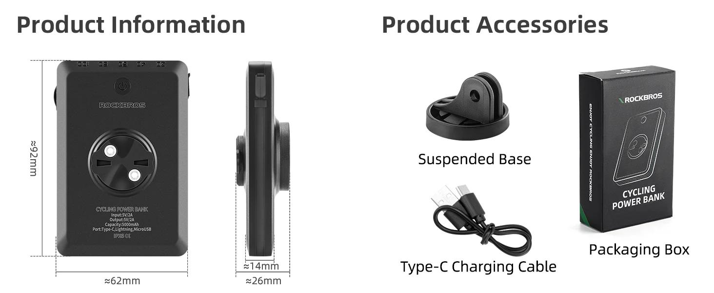 ROCKBROS Bike Light with Built-in Power Bank