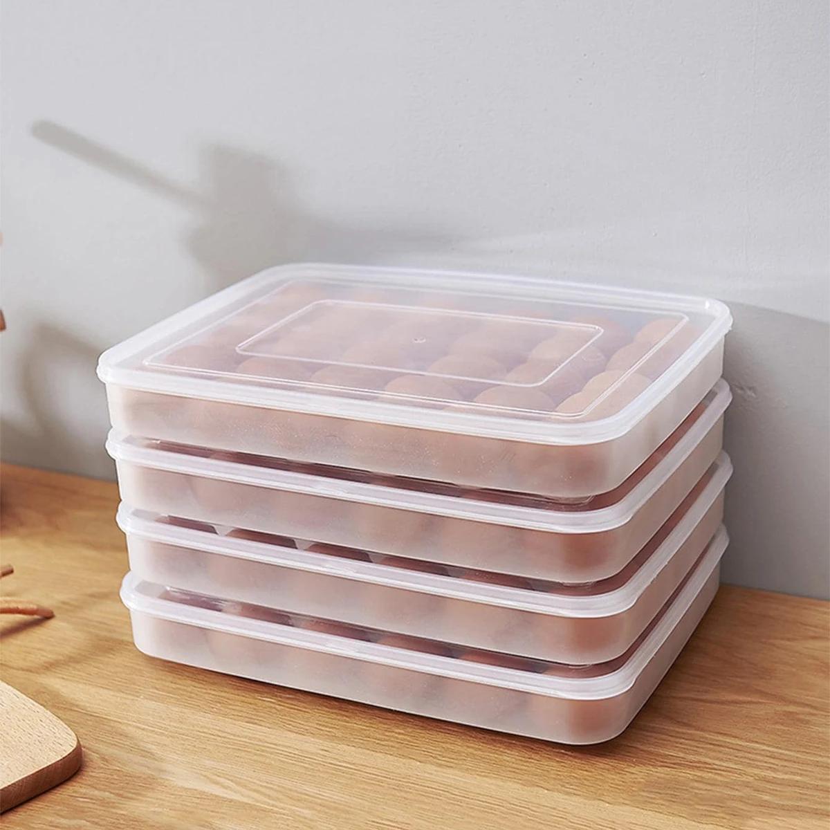 Simple Design Egg Box 30 Grid Refrigerator Storage Container, Plastic Food Preservation Egg Tray, Kitchen Organizer, Durable & Convenient