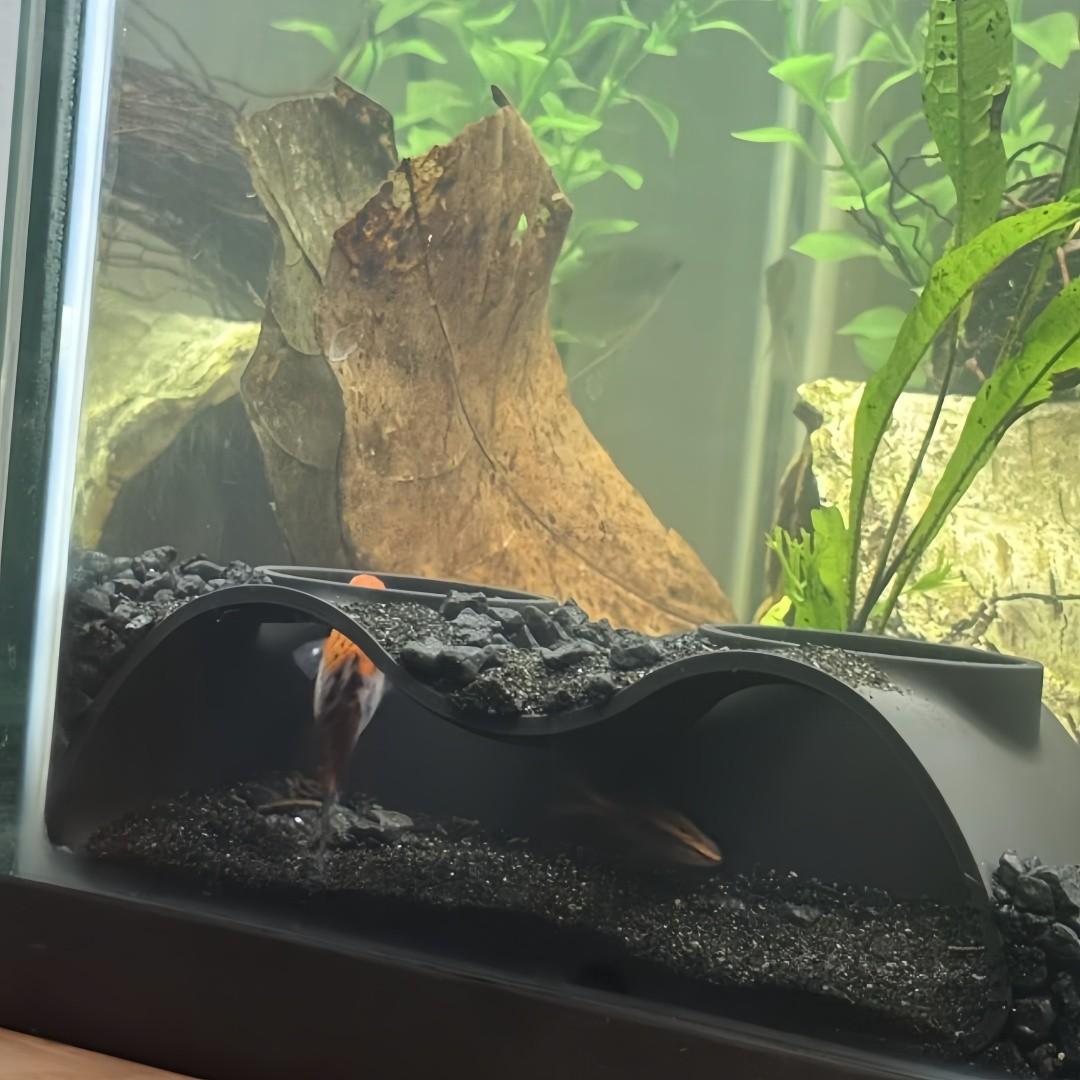 Bionic Aquarium Cave System, Dual Entrance Curved Tunnel Group, Non-Toxic Resin Hideout for Small Fish Shrimp, Modular Eco-Friendly Decor Trunk