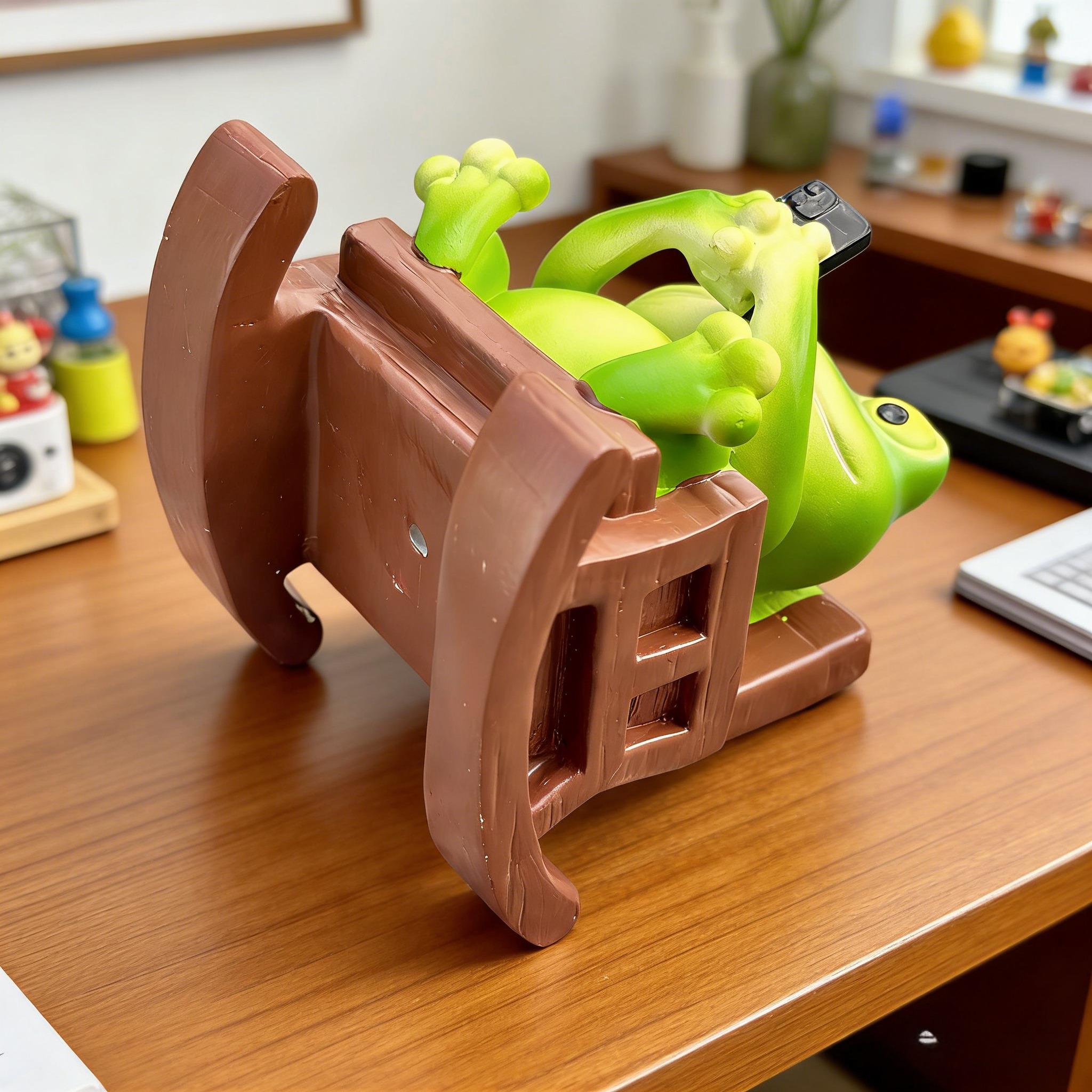 Cute Frog Chair Phone Holder, Desktop Healing Decor, Creative Resin Gift, Adorable and Fun Desk Accessory, Perfect for Home Office