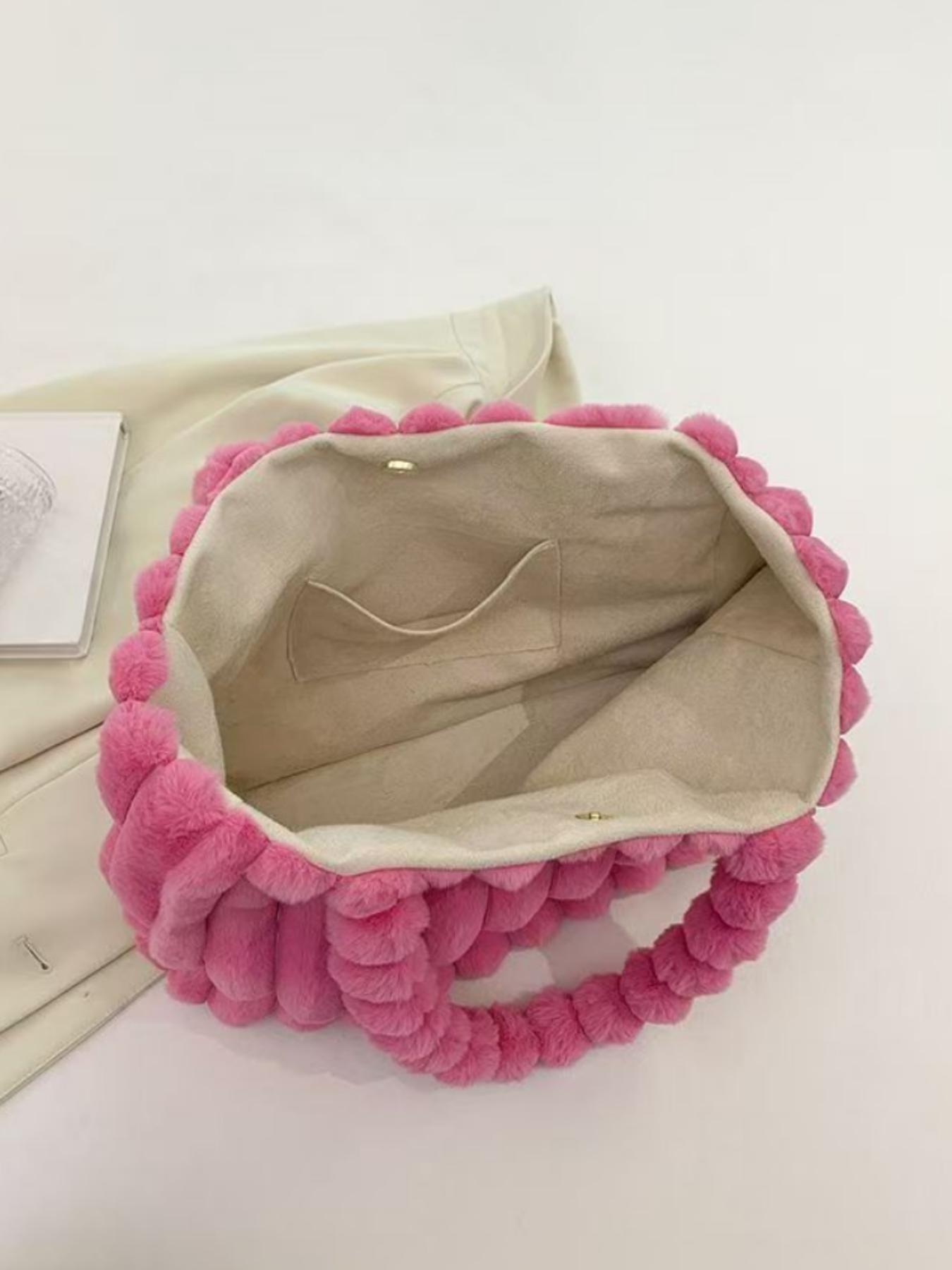 Valentine's Day Large Capacity Plush Tote Bag, Fashion Multi-Purpose Women's Shoulder Bag, Crossbody Tote Bag, Perfect for Winter, Stylish Spacious Handbag