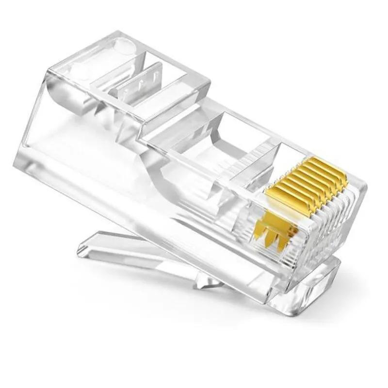 RJ45 Connector, Cat6 Network Unshielded RJ45 Perforated Crystal Head Network Cable, Network Connector, Network Cable Connector