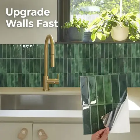 5/10/20/30pcs 3D Mosaic Self-Adhesive Wall Stickers, Sticky Wallpaper Peel And Stick, Waterproof Fireproof Decorative for Bathroom Living Room Dining Area