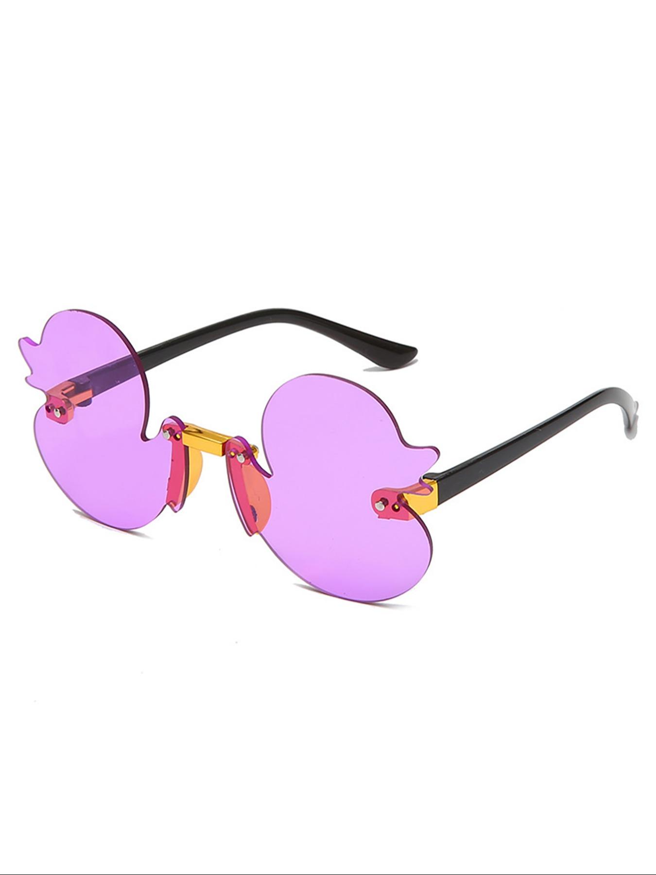 Frameless Duck Sun Glasses, Cute Cartoon Design, UV Protection, Decorative Lenses, All-Season Wear, PC Material, Non-Color Changing