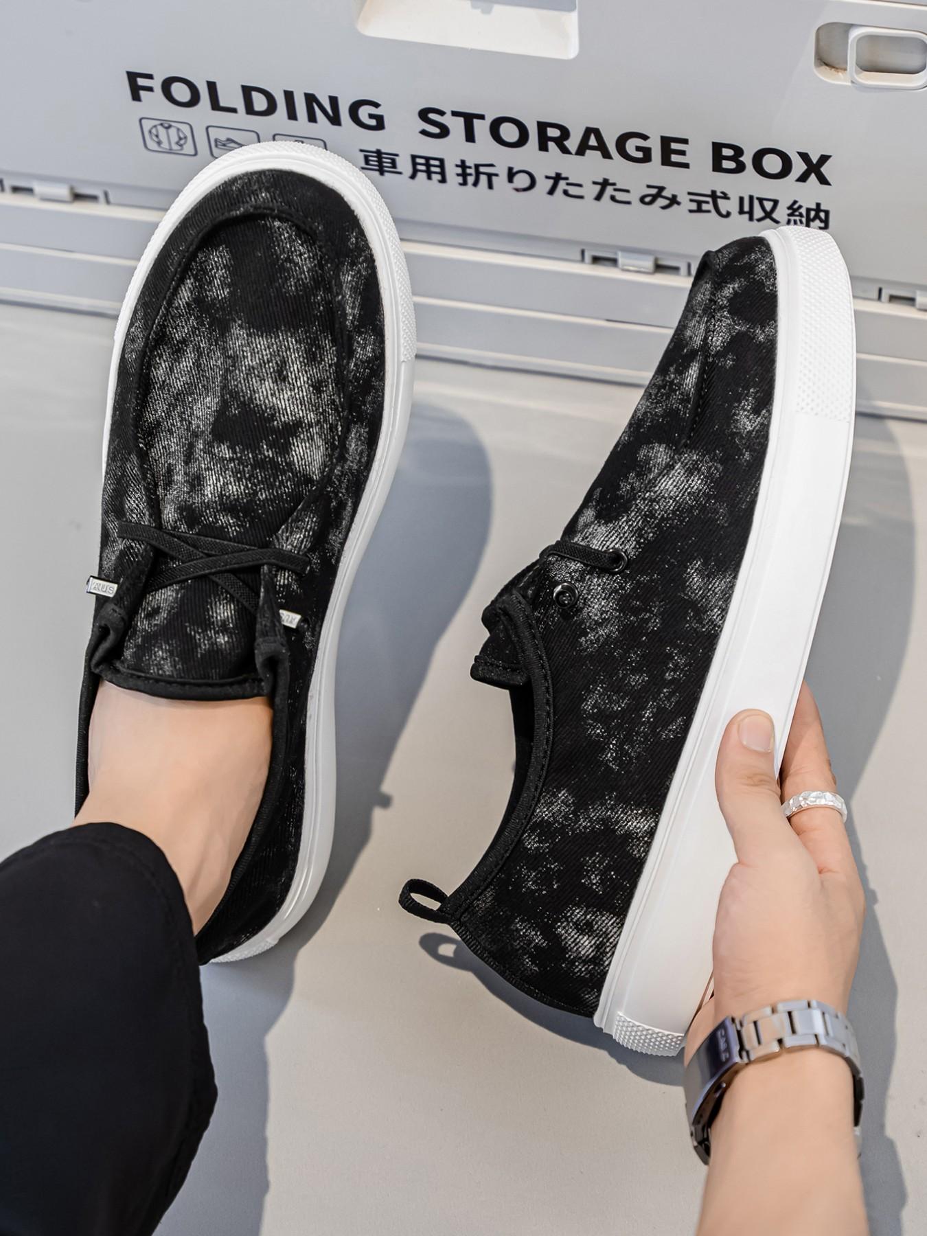 Washed Vintage Style Slip-On Canvas Shoes, Comfortable Breathable Thick Sole Men's Sneakers, Retro Streetwear Casual Footwear for Students