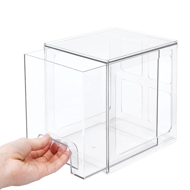 Clear Acrylic Storage Box, 2/4 Counts Stackable Storage Drawer, Home Organizer for Bathroom, Kitchen, Living Room, Office, Multipurpose Storage, Multilayer Storage