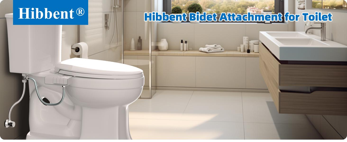 Hibbent Bidet Attachment for Toilet, Non-Electric Dual Nozzle for Frontal & Rear Wash, Adjustable Water Pressure Control, Fresh Water Bidet Toilet Seat, Self Cleaning Water Sprayer, White