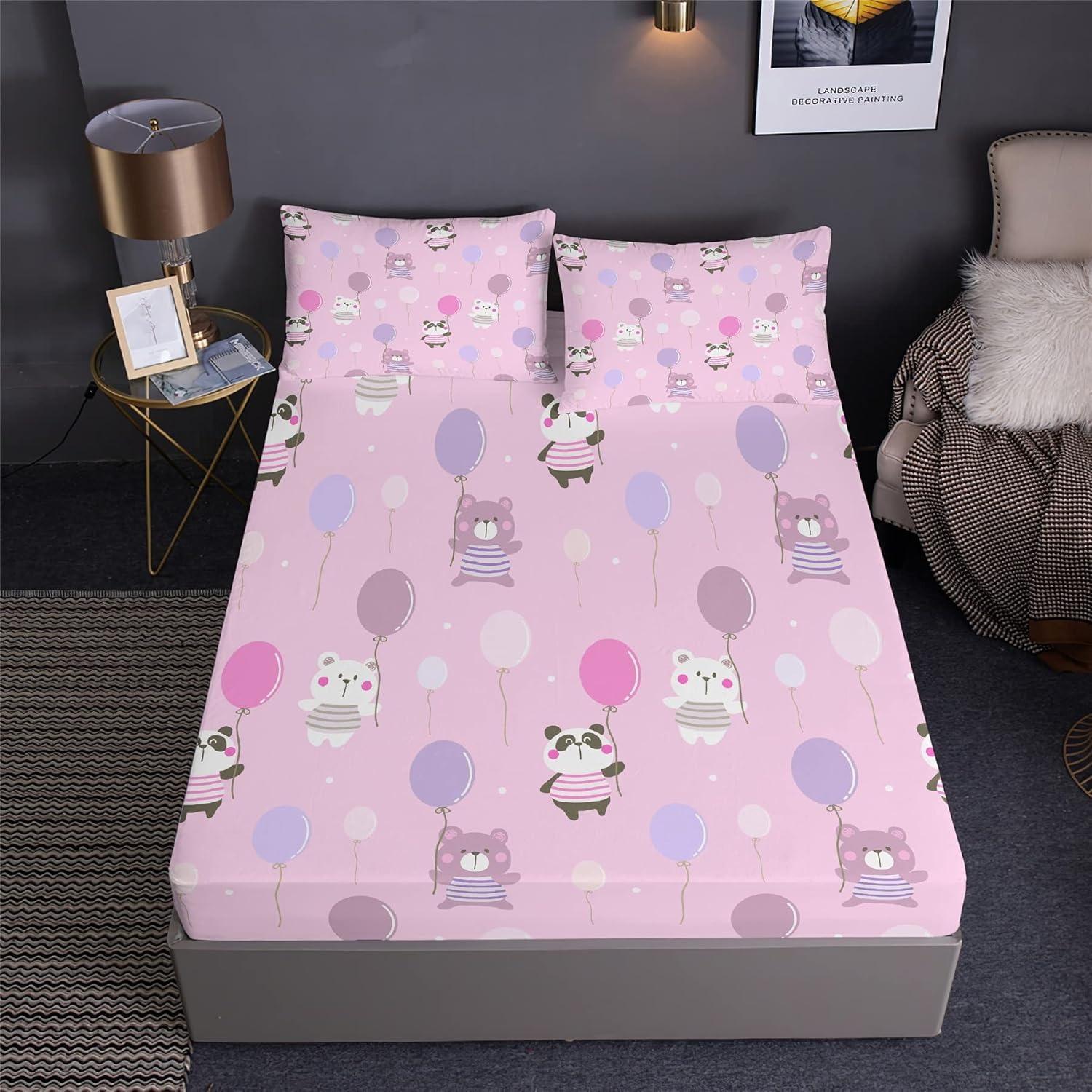 3pcs Bed Sheet Set Animal Theme Panda Pattern, High-Definition Digital Print, 100% Polyester Fiber, Washable, Modern Style Home Bedding