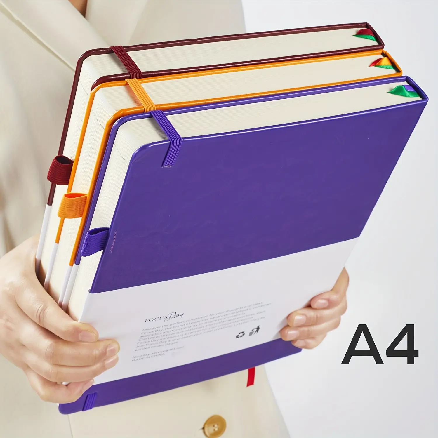 A4 Hardcover Notebook, Large College Ruled Journal for Men and Women, 320 Pages Thick 100GSM Leather Lined Paper for Work School Business Study Writing, 8.5 x 11 Inches, School Supplies