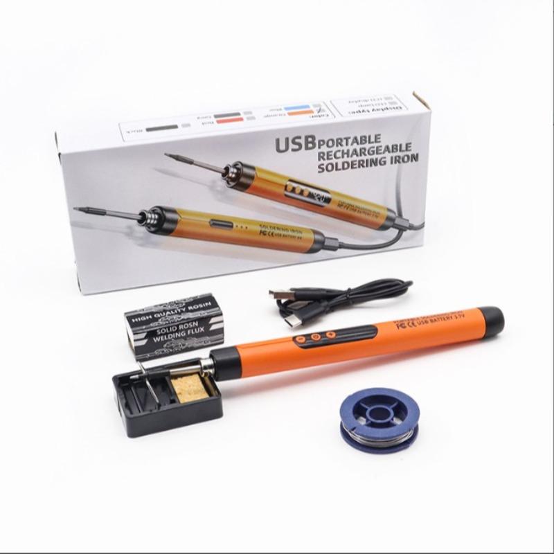 Portable USB Adjustable Temperature Soldering Iron Kit, Storage Box Included, Home DIY Electronic Welding Tool Set, Electric Wired Soldering Iron