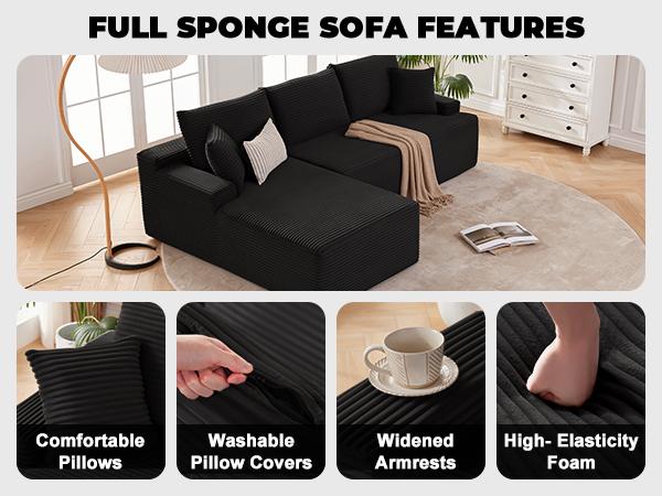 【2 packages shipping】Cloud Sectional Couch, Boneless Sofa for Living Room, Modular Sectional Sofa with Deep Seat, Fluffy Comfy Couch with L-Shaped Chaise, No Assembly Required 【2 packages shipping】Cloud Sectional Couch, Boneless Sofa for Living Room, Modular Sectional Sofa with Deep Seat, Fluffy Comfy Couch with L-Shaped Chaise, No Assembly Required