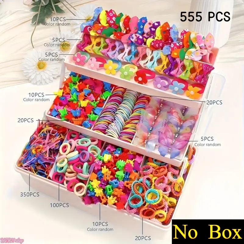 [Back To Shcool](no box)Girls All-in-One Hair Accessory Set | Viral 2026 Princess Toddler Kit, Mixed Side Barrettes Elastic Hair Scrunchies Pack, Soft Cute Kids Head Decor for Daily Outfit Dress Party Birthday Gift