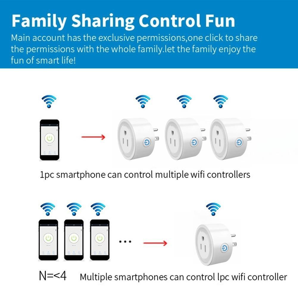 Tuya Smart Plug Us WiFi Wireless Metered Timer Socket Remote Control 16a with Battery Voice Control Compatible Alexa Google Assistant