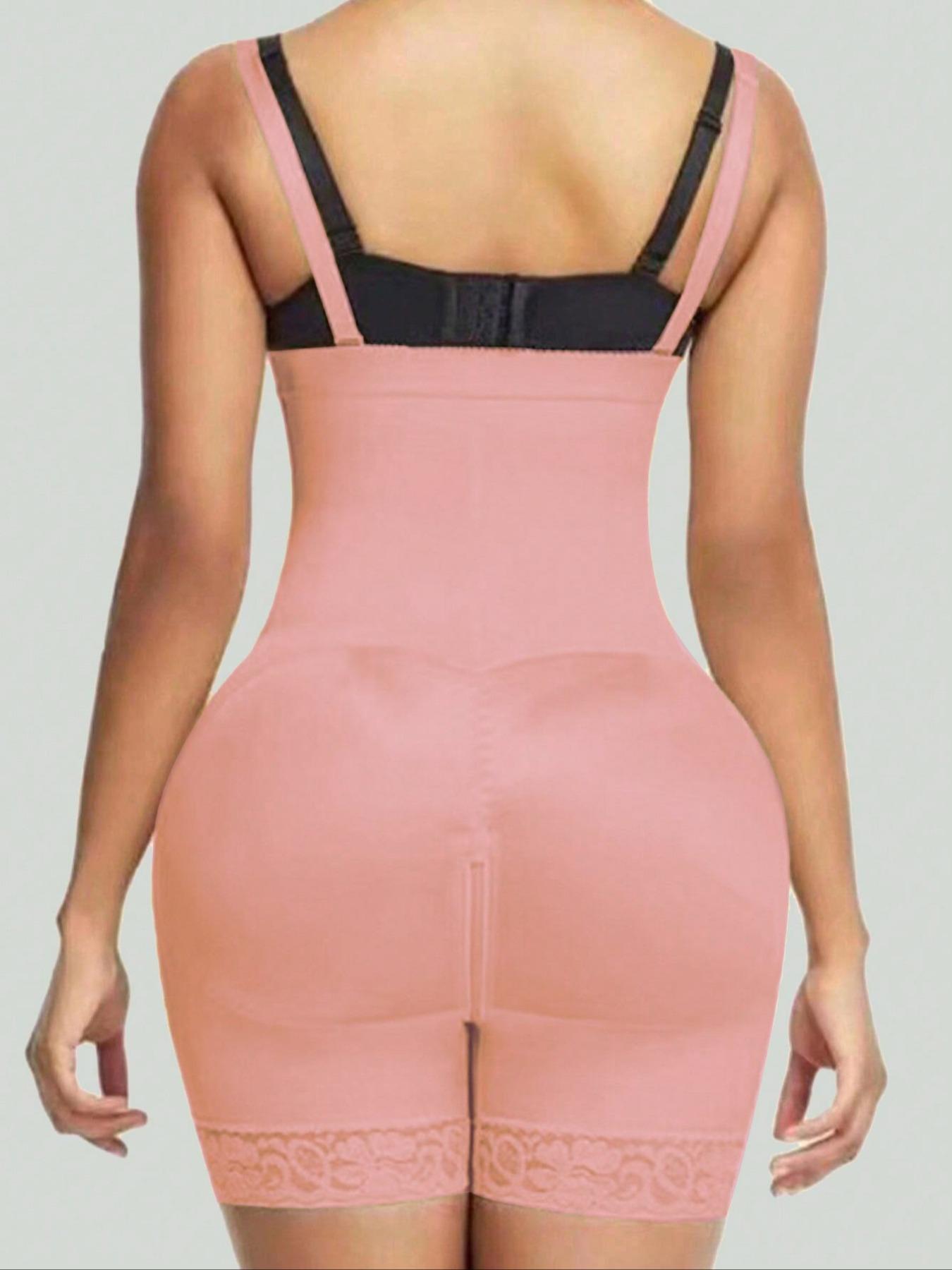 Women's Solid Color Contrast Lace Shapewear Panty, Tummy Control Butt Lifter, High Stretch Shaper for Daily Wear