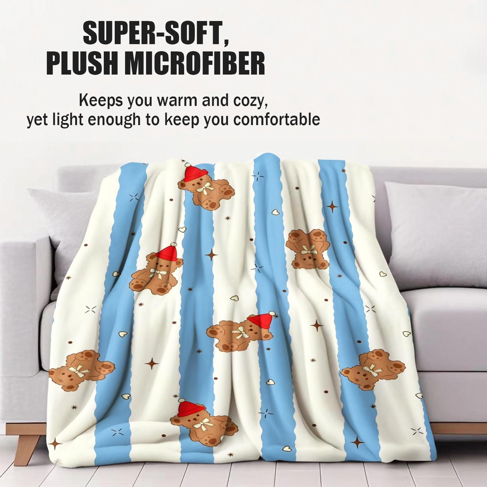 Cartoon Teddy Bear Print Blanket. Soft and Adorable Bear-Print Flannel Blanket Suitable for Bedrooms, Sofas, Living Rooms, and Outdoor Use. Soft and Skin-Friendly the Perfect Gift