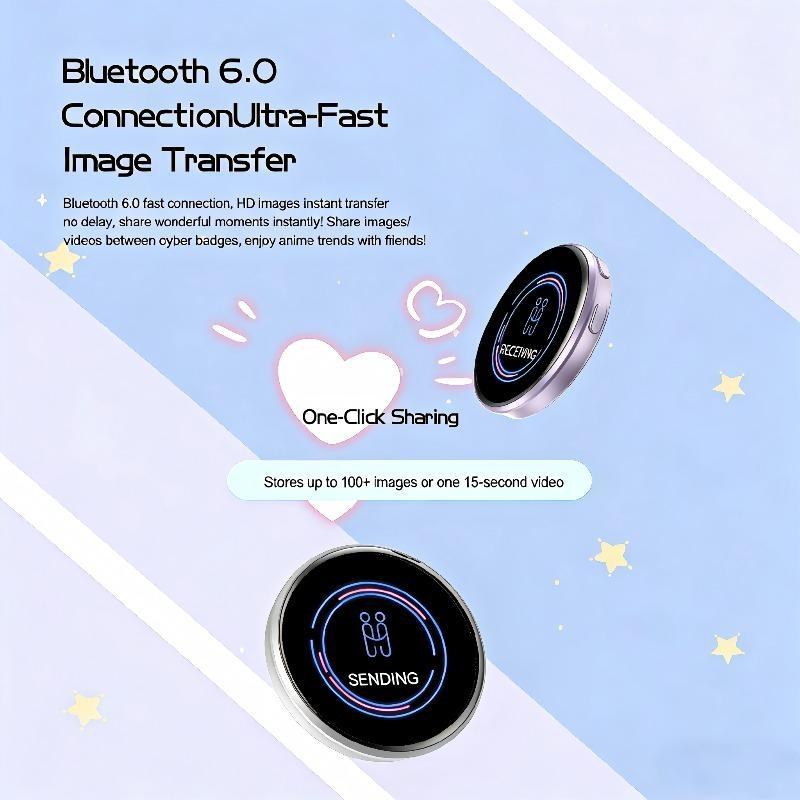 Cyber Electronic Bar Smart Network Badge 1.7-inch HD Screen Compact Anime Electronic Badge | Dynamic Display GIF/Video Badge Anime Theme