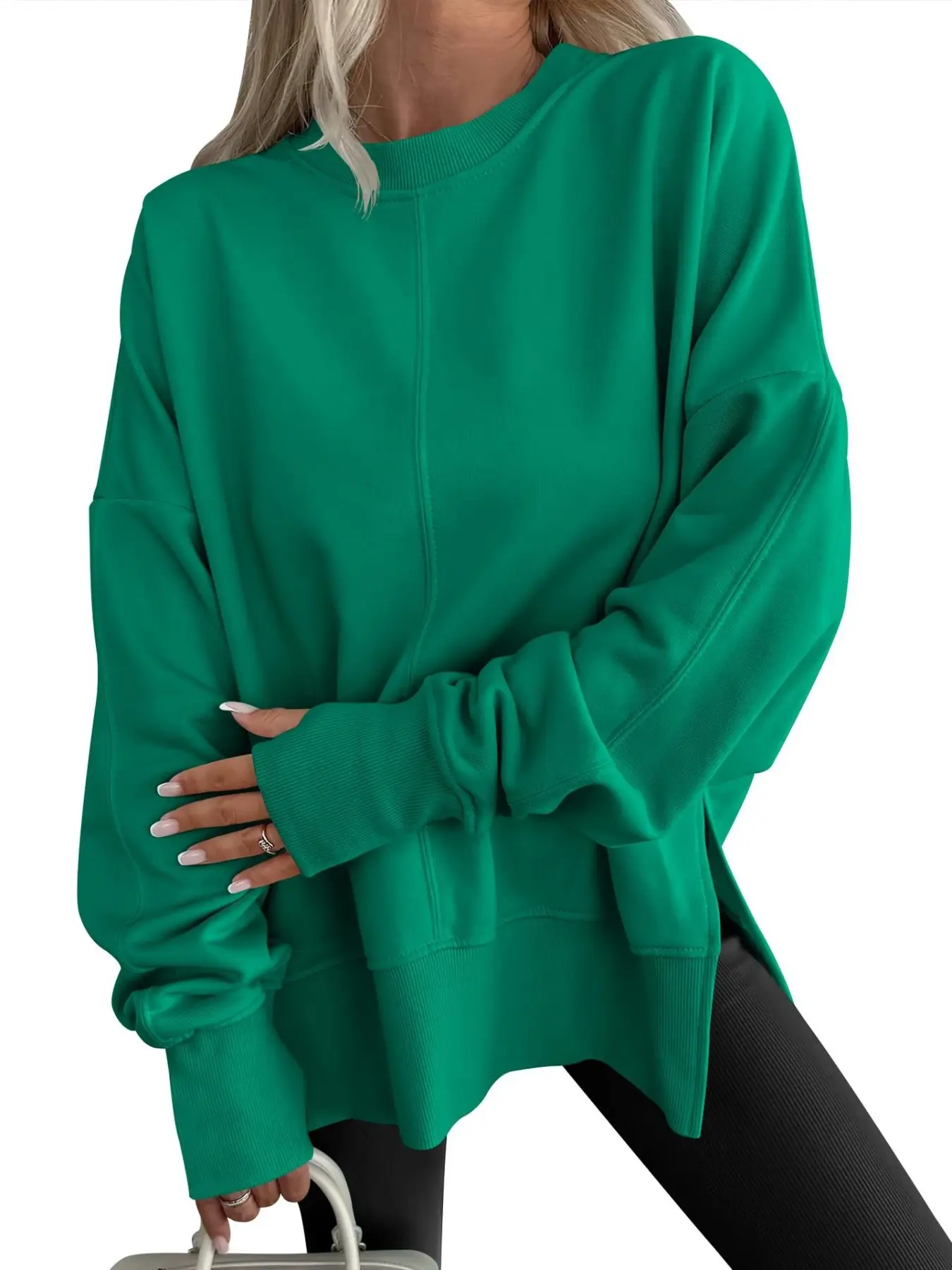 Women's Fall Winter Solid Color Waffle Knit Round Neck Sweatshirt, Loose Drop Shoulder Design, Casual Lazy Style Top, Comfortable Pullover