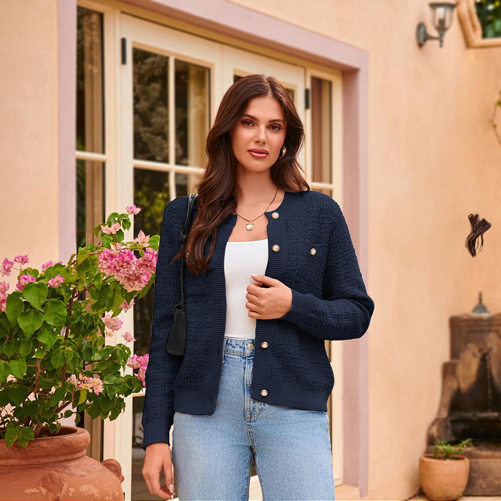 GRACE KARIN Womens Open Front Button Down Long Sleeve Texture Knit Cardigan Sweaters with Pockets GRACE KARIN Womens Open Front Button Down Long Sleeve Texture Knit Cardigan Sweaters with Pockets